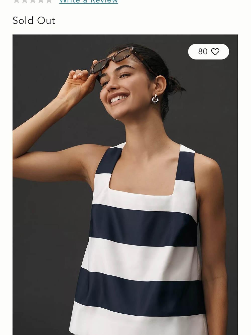 Maeve Navy and White Striped Two-Piece Skirt Set - Picture 2 of 9